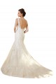 Marfil & Champán Sirena Cuello en V Cola capilla Tul Encaje Vestidos de novia Outlet