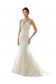 Marfil & Champán Sirena Cuello en V Cola capilla Tul Encaje Vestidos de novia Outlet