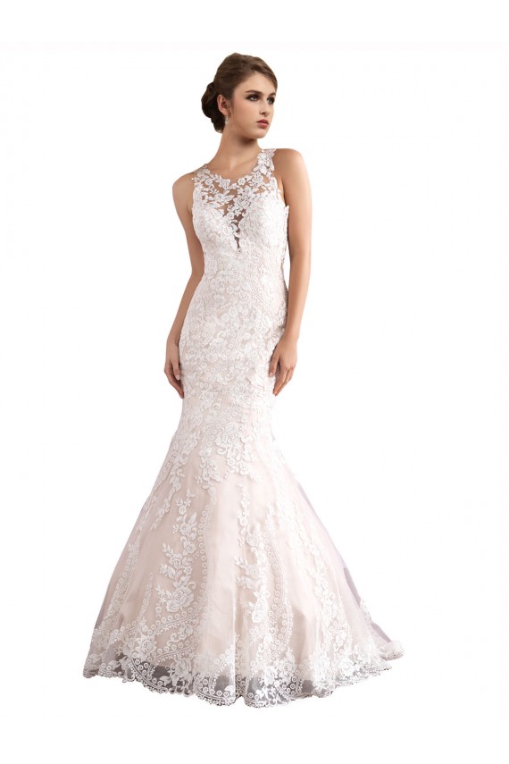 Marfil & Champán Sirena Ilusión Tren catedral Tul Encaje Vestidos de novia Outlet