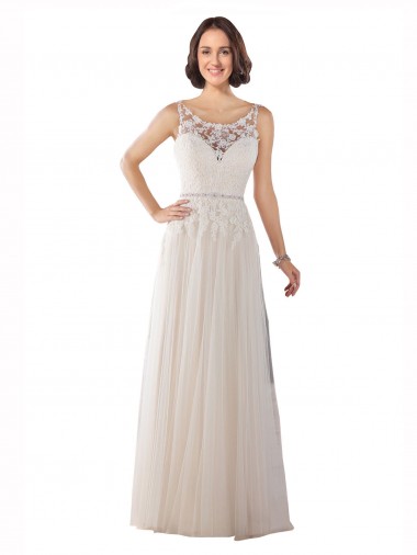 Marfil & Champán línea A Ilusión Barrer tren Tul Boho Vestidos de novia Outlet