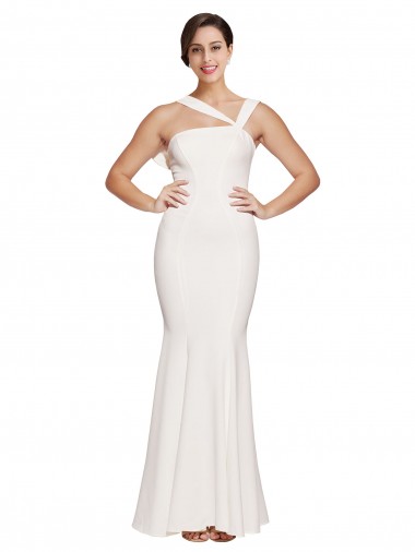Marfil Cubierta Cuadrado Crepé Elástico Largo Formales Vestidos de dama de honor / Vestidos de fiesta Outlet