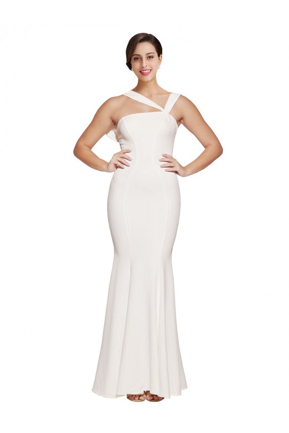 Marfil Cubierta Cuadrado Crepé Elástico Largo Formales Vestidos de dama de honor / Vestidos de fiesta Outlet