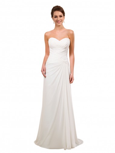 Marfil Cubierta Cuello de Corazón Cola capilla Gasa Vestidos de novia Outlet