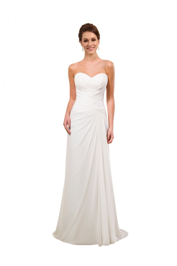 Marfil Cubierta Cuello de Corazón Cola capilla Gasa Vestidos de novia Outlet