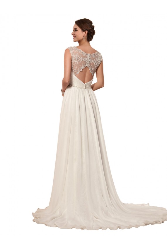 Marfil Cubierta Cuello de Corazón Cola capilla Gasa Vestidos de novia Outlet