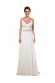 Marfil Cubierta Cuello en V Cola capilla Gasa Clásico Vestidos de novia Outlet