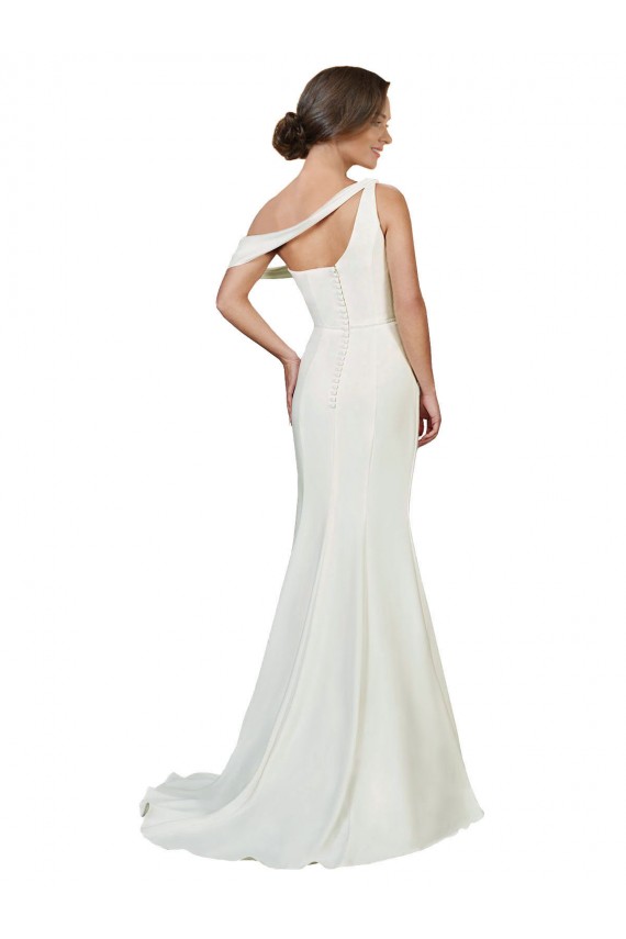 Marfil Cubierta Un Hombre Barrer tren Crepé Elástico Largo Formales Vestidos de dama de honor / Vestidos de fiesta Outlet