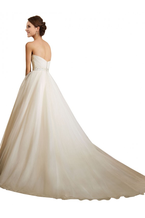 Marfil Cuello de Corazón Cola capilla Tul Vestidos de novia Outlet