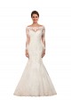 Marfil Sirena Barco Cola capilla Encaje Vestidos de novia Outlet