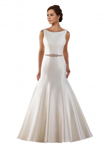 Marfil Sirena Barco Cola capilla Satén Vestidos de novia Outlet