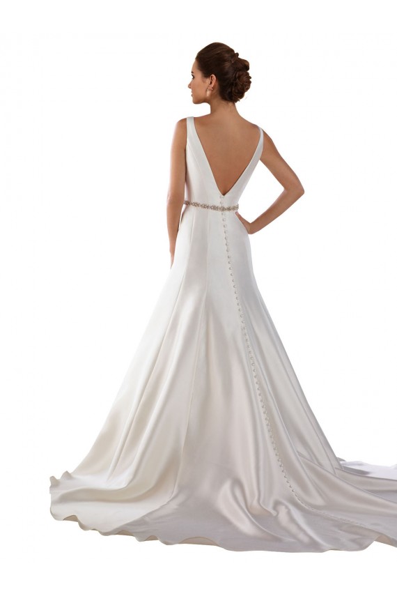 Marfil Sirena Barco Cola capilla Satén Vestidos de novia Outlet