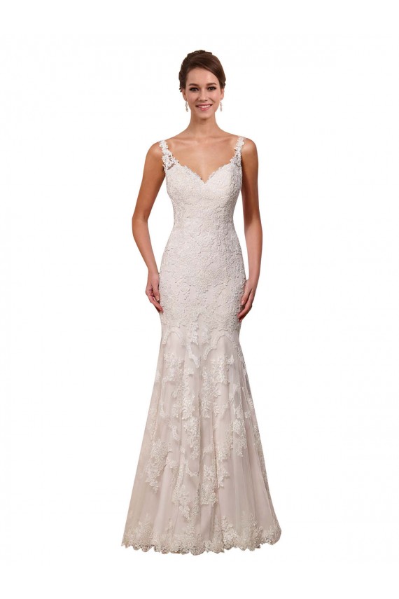 Marfil Sirena Cuello de Corazón Cola capilla Encaje Vestidos de novia Outlet