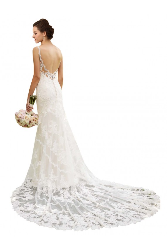 Marfil Sirena Cuello de Corazón Cola capilla Encaje Vestidos de novia Outlet