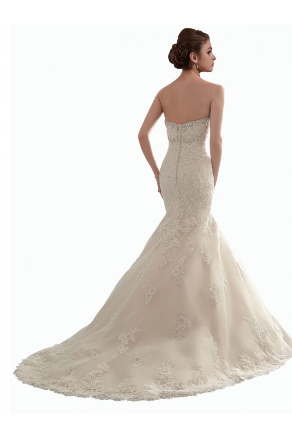 Marfil Sirena Cuello de Corazón Cola capilla Tul Encaje Clásico Vestidos de novia Outlet