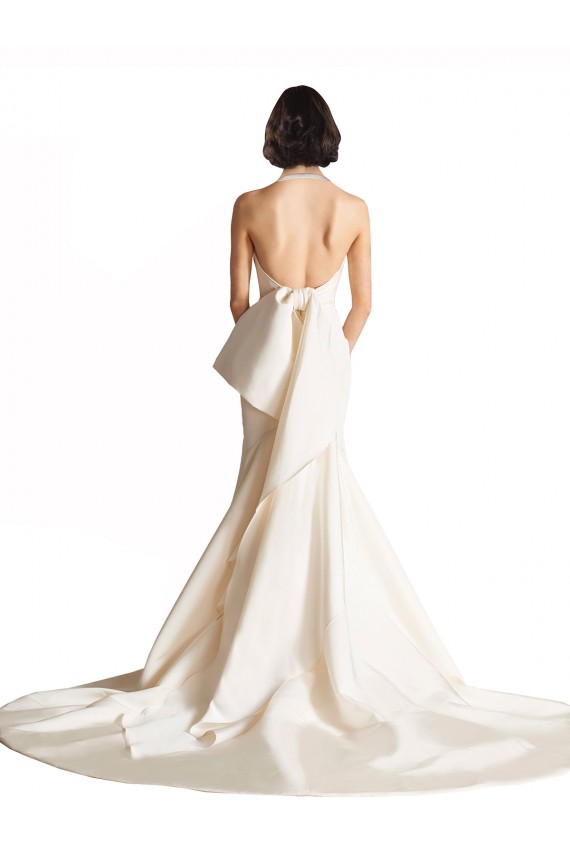 Marfil Sirena Halter Cola capilla Satén Playa Vestidos de novia Outlet