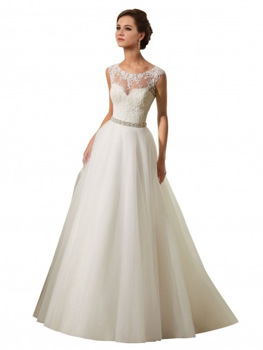 Marfil Ilusión Cola capilla Tul Encaje Vestidos de novia Outlet