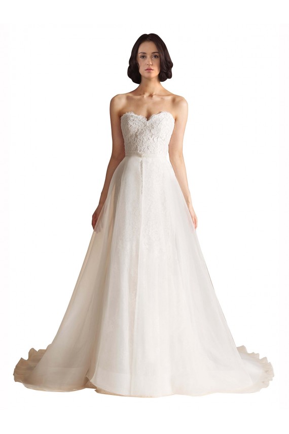 Marfil línea A Cuello de Corazón Barrer tren Tul Vestidos de novia Outlet