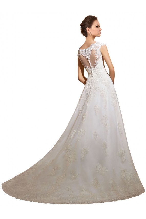 Marfil línea A Ilusión Cola capilla Tul Encaje Clásico Vestidos de novia Outlet