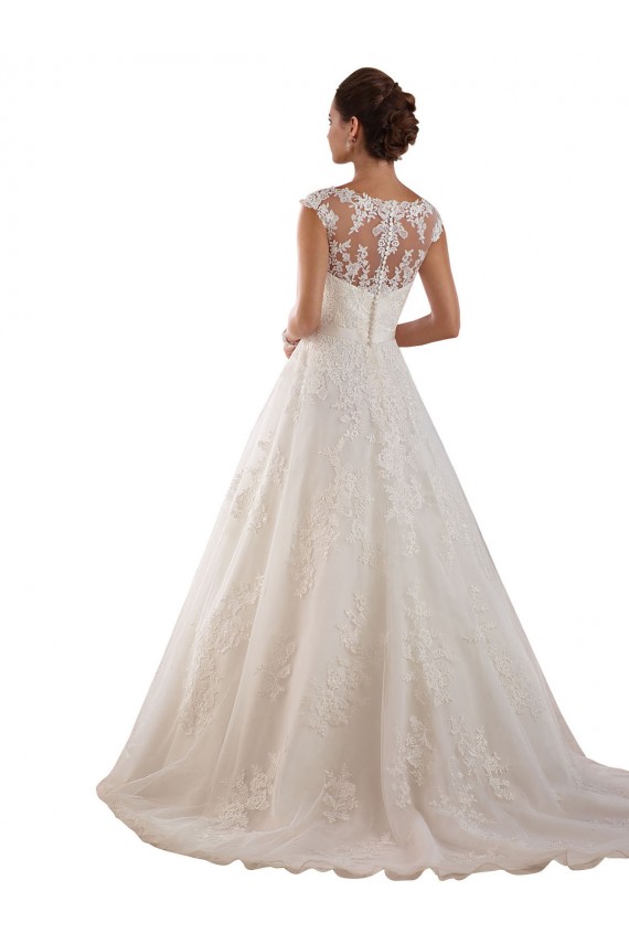 Marfil línea A Ilusión Cola capilla Tul Encaje Clásico Vestidos de novia Outlet