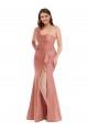 Melocotón de Georgia Sirena Un Hombre Satén sedoso Largo Formales Vestidos de dama de honor / Vestidos de fiesta Outlet
