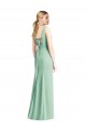 Menta Verde Trompeta Cuello en V Gasa Largo Vestidos de dama de honor Outlet