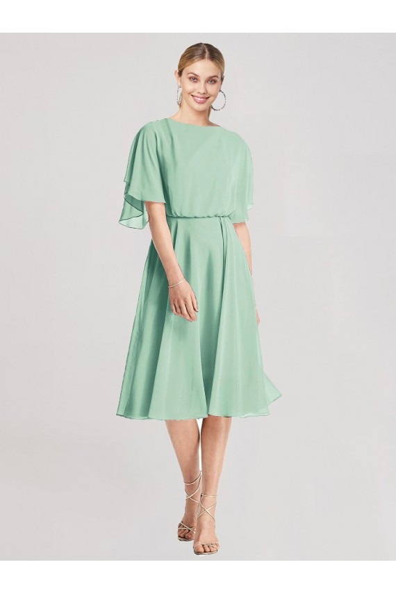 Menta Verde línea A Gasa Corto Vestidos de dama de honor Outlet