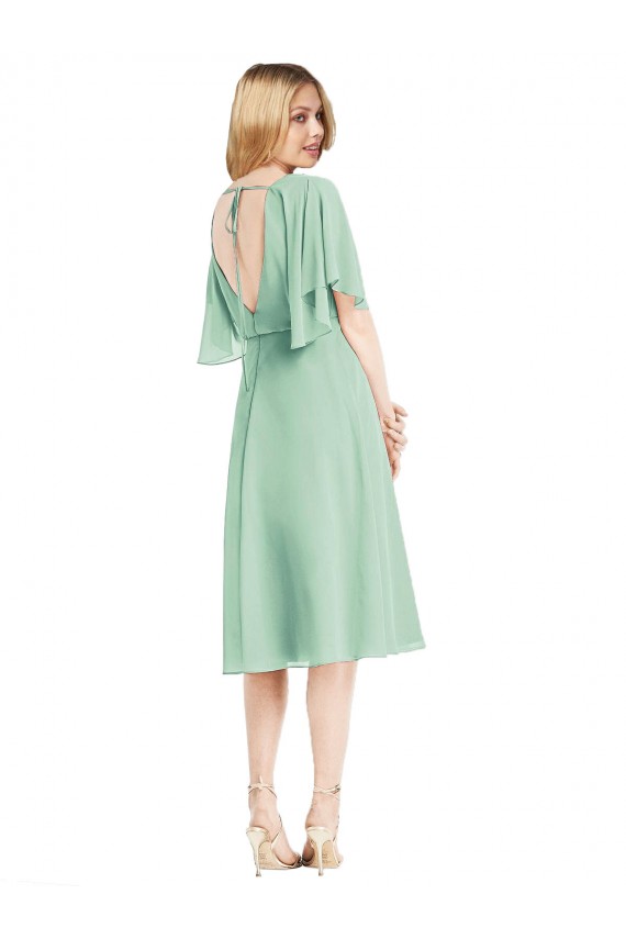 Menta Verde línea A Gasa Corto Vestidos de dama de honor Outlet