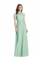 Menta Verde línea A Halter Gasa Largo Vestidos de dama de honor Outlet