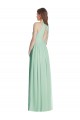 Menta Verde línea A Halter Gasa Largo Vestidos de dama de honor Outlet