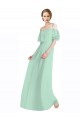 Menta Verde línea A Hombros Descubiertos Tirantes espagueti Gasa Largo Vestidos de dama de honor Outlet