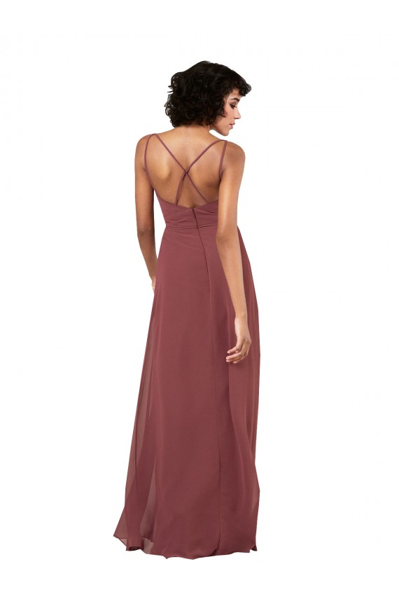 Negro Columna Cuello en V Gasa Largo Formales Vestidos de dama de honor / Vestidos de noche Outlet