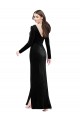 Negro Columna Cuello en V Terciopelo Elástico Largo Formales Vestidos de dama de honor / Vestidos de fiesta Outlet