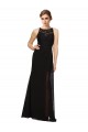 Negro Cubierta Cuello Alto Gasa Encaje Largo Vestidos de dama de honor Outlet