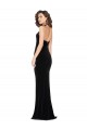 Negro Cubierta Halter Cuello Alto Terciopelo Elástico Largo Vestidos de dama de honor / Vestidos de fiesta Outlet