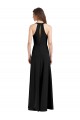 Negro Cubierta Halter Cuello en V Crepé Elástico Largo Formales Vestidos de dama de honor / Vestidos de fiesta Outlet