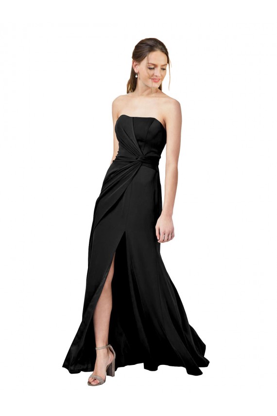 Negro Cubierta Sin tirantes Crepé Elástico Largo Formales Vestidos de dama de honor / Vestidos de fiesta Outlet