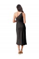 Negro Cubierta Un Hombre Midi Satén elástico Corto Formales Vestidos de dama de honor / Vestidos de fiesta / Vestidos de cóctel Outlet