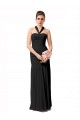 Negro Sirena Halter Gasa Largo Vestidos de dama de honor Outlet