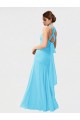 Negro Sirena Halter Gasa Largo Vestidos de dama de honor Outlet