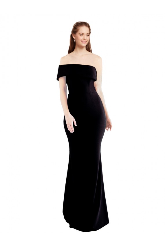 Negro Sirena Un Hombre Crepé Elástico Largo Formales Vestidos de dama de honor / Vestidos de fiesta Outlet