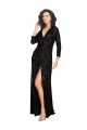 Negro línea A Cuello en V Lentejuela Largo Formales Vestidos de dama de honor / Vestidos de fiesta Outlet