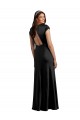 Negro línea A Cuello en V Satén elástico Largo Formales Vestidos de dama de honor / Vestidos de fiesta Outlet