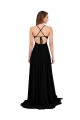 Negro línea A Cuello en V Spandex Largo Formales Vestidos de dama de honor / Vestidos de fiesta Outlet