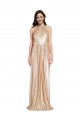 Oro Cubierta Halter Cuello Alto Lentejuela Largo Formales Vestidos de dama de honor / Vestidos de fiesta Outlet