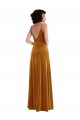 Oro Trompeta Cuello en V Terciopelo Elástico Largo Vestidos de dama de honor / Vestidos de fiesta Outlet