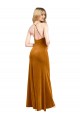 Oro línea A Halter Cuello Alto Terciopelo Elástico Largo Formales Vestidos de dama de honor / Vestidos de fiesta Outlet