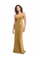 Oro línea A Un Hombre Satén elástico Largo Formales Vestidos de dama de honor / Vestidos de fiesta Outlet