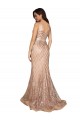 Oro rosa Sirena Cuello en V Lentejuela Lentejuelas brillantes Largo Formales Vestidos de dama de honor / Vestidos de fiesta Outlet