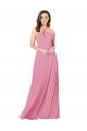 Piel rosa línea A Halter Gasa Largo Vestidos de dama de honor / Vestidos de fiesta Outlet