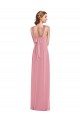 Piel rosa línea A Halter Gasa Largo Vestidos de dama de honor Outlet